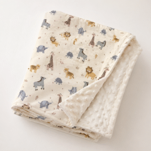 Baby blanket with minky backing  -  Jungle animals