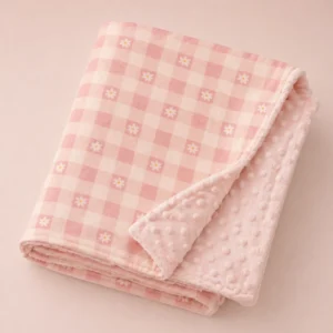 Baby blanket with Minky backing - Pink Gingham
